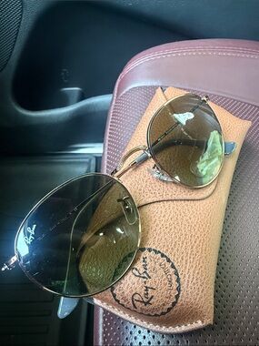 Ray-Ban Gold Frame Sunglasses with Brown Lenses